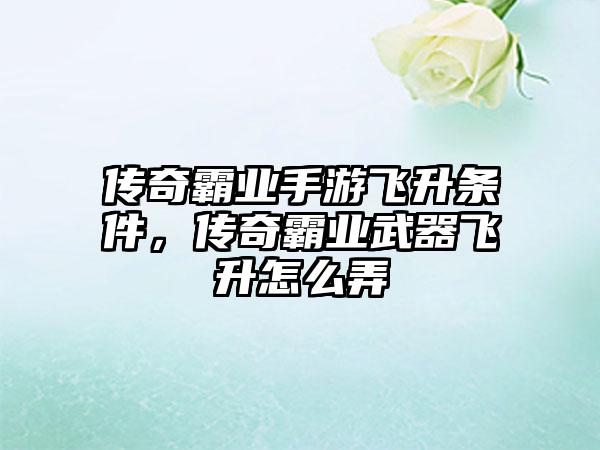 传奇霸业手游飞升条件，传奇霸业武器飞升怎么弄