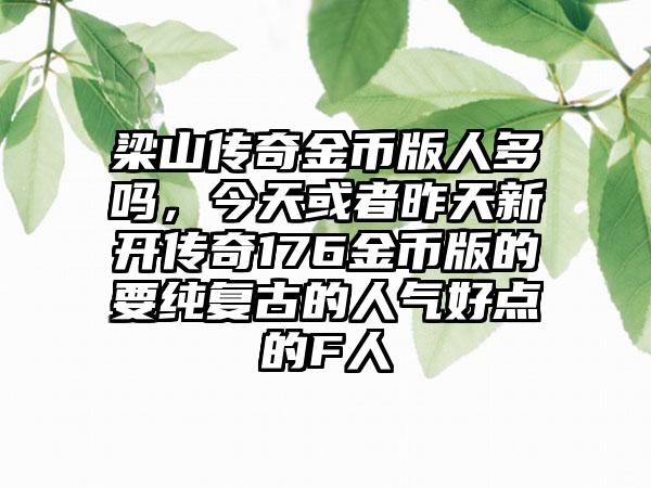 梁山传奇金币版人多吗，今天或者昨天新开传奇176金币版的要纯复古的人气好点的F人