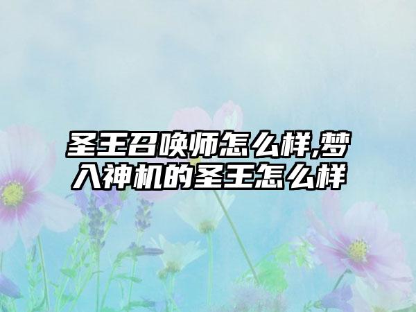 圣王召唤师怎么样,梦入神机的圣王怎么样