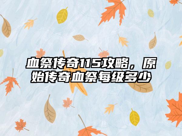 血祭传奇115攻略，原始传奇血祭每级多少