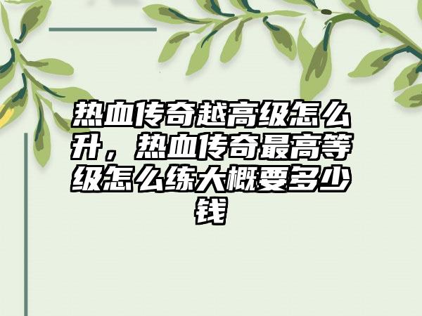 热血传奇越高级怎么升，热血传奇最高等级怎么练大概要多少钱