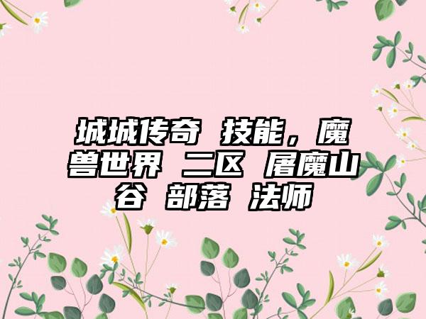 城城传奇 技能，魔兽世界 二区 屠魔山谷 部落 法师