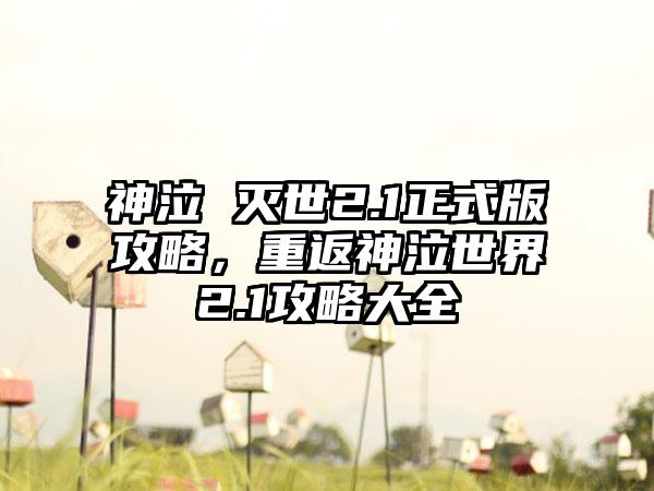 神泣 灭世2.1正式版攻略，重返神泣世界2.1攻略大全