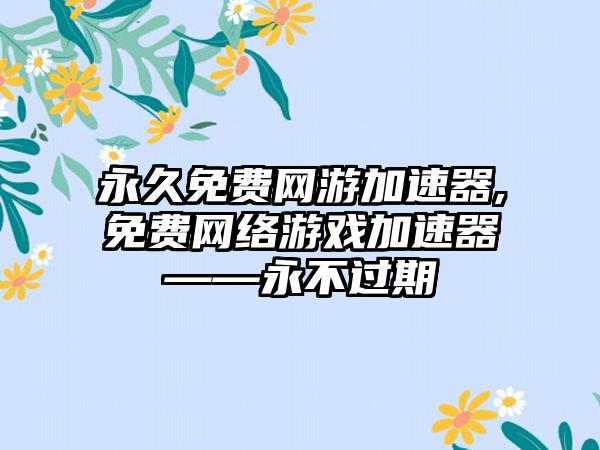 永久免费网游加速器,免费网络游戏加速器——永不过期
