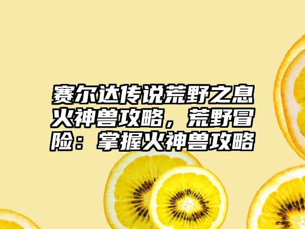 赛尔达传说荒野之息火神兽攻略，荒野冒险：掌握火神兽攻略