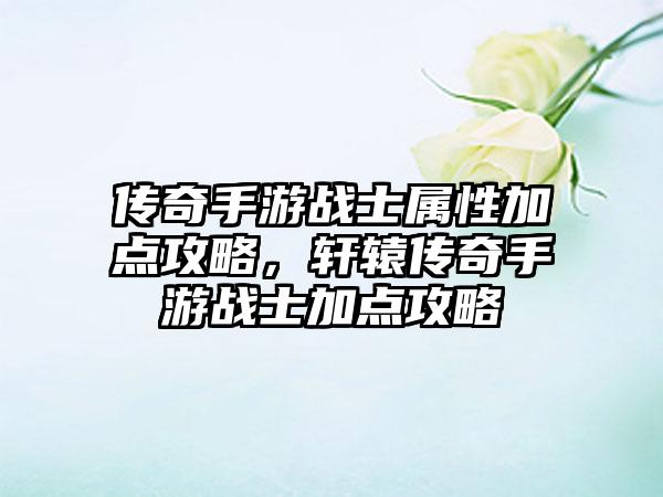 传奇手游战士属性加点攻略，轩辕传奇手游战士加点攻略