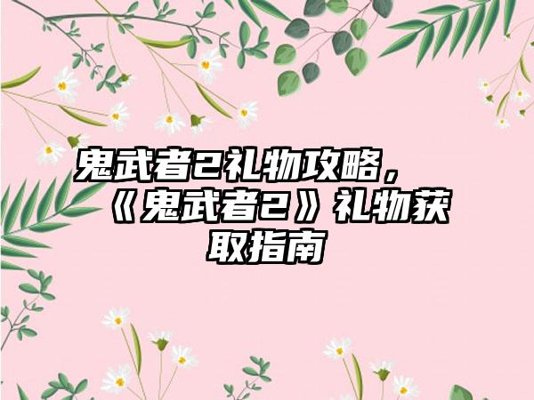 鬼武者2礼物攻略，《鬼武者2》礼物获取指南