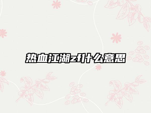 热血江湖zf什么意思