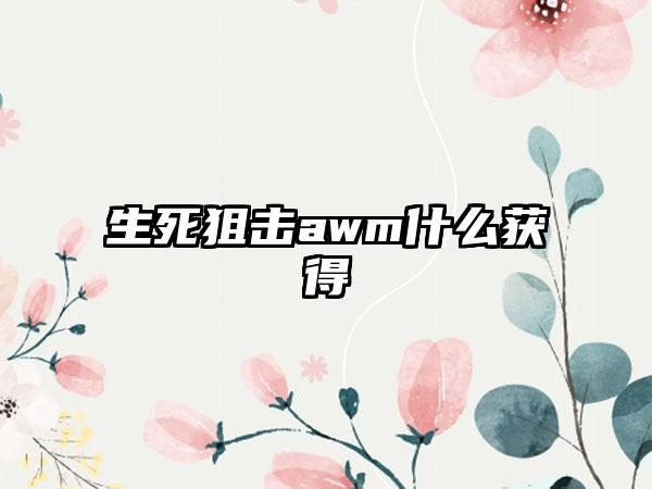 生死狙击awm什么获得