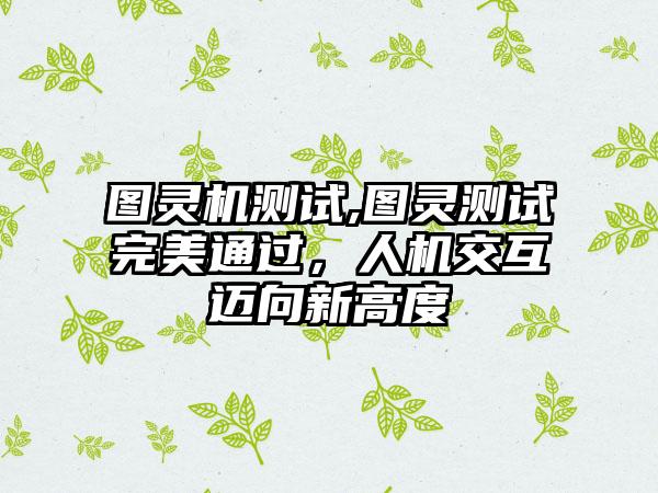 图灵机测试,图灵测试完美通过，人机交互迈向新高度