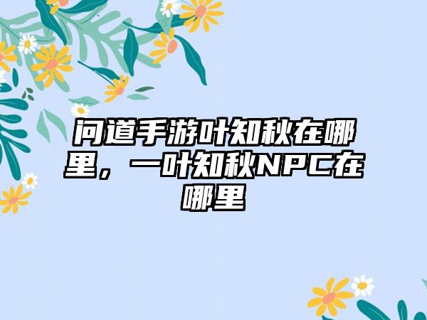 问道手游叶知秋在哪里，一叶知秋NPC在哪里