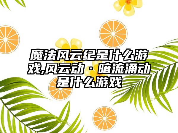 魔法风云纪是什么游戏,风云动·暗流涌动是什么游戏
