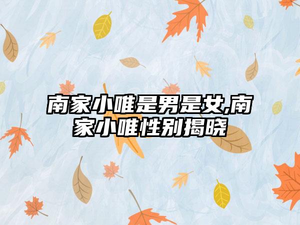 南家小唯是男是女,南家小唯性别揭晓