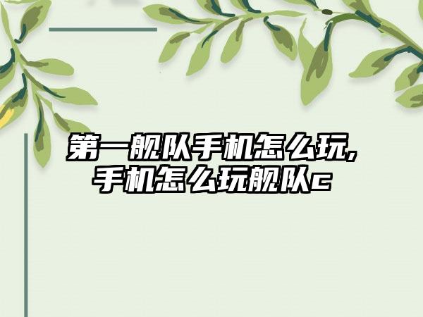 第一舰队手机怎么玩,手机怎么玩舰队c