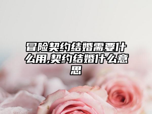 冒险契约结婚需要什么用,契约结婚什么意思