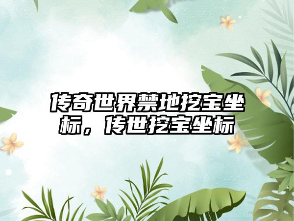 传奇世界禁地挖宝坐标，传世挖宝坐标