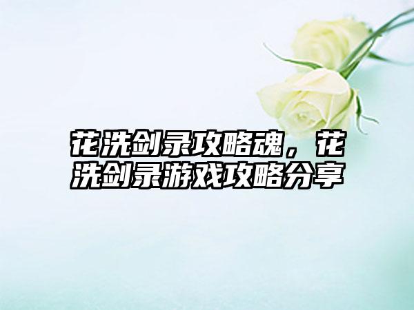 花洗剑录攻略魂，花洗剑录游戏攻略分享