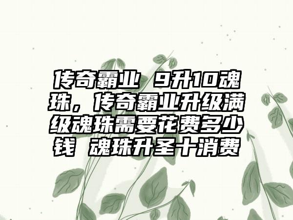 传奇霸业 9升10魂珠，传奇霸业升级满级魂珠需要花费多少钱 魂珠升圣十消费