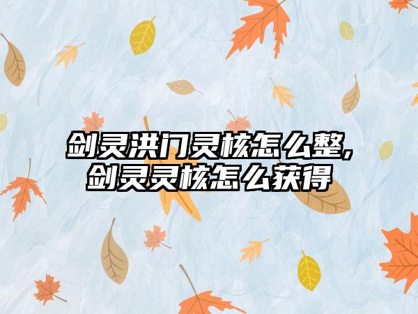 剑灵洪门灵核怎么整,剑灵灵核怎么获得