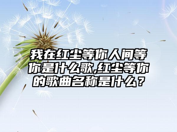 我在红尘等你人间等你是什么歌,红尘等你的歌曲名称是什么？