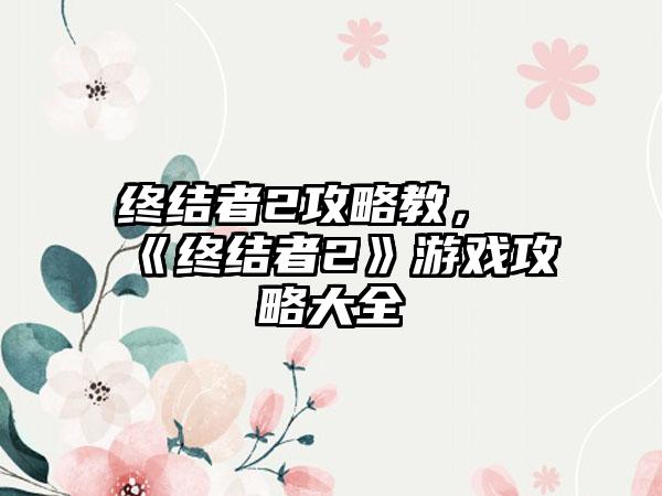 终结者2攻略教，《终结者2》游戏攻略大全