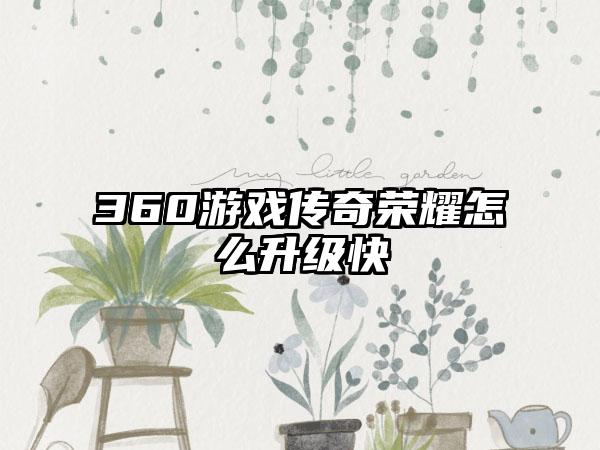 360游戏传奇荣耀怎么升级快