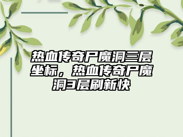 热血传奇尸魔洞三层坐标，热血传奇尸魔洞3层刷新快