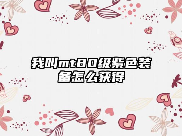 我叫mt80级紫色装备怎么获得