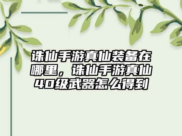 诛仙手游真仙装备在哪里，诛仙手游真仙40级武器怎么得到