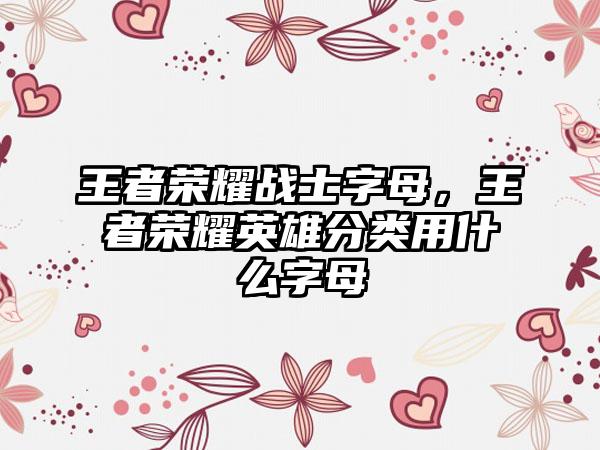 王者荣耀战士字母，王者荣耀英雄分类用什么字母