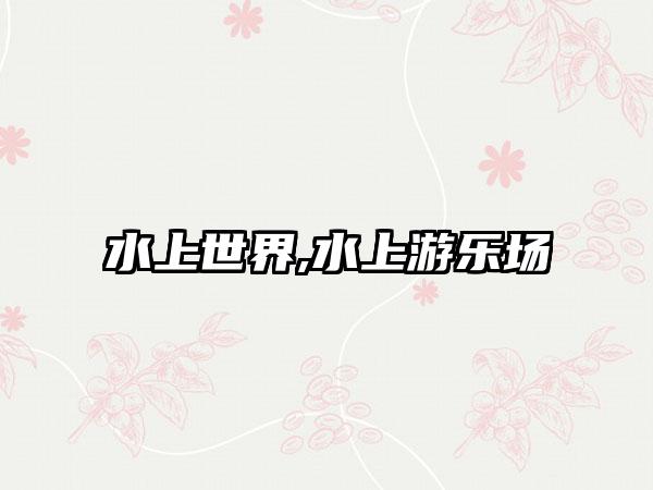水上世界,水上游乐场
