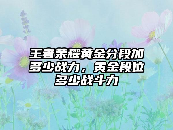 王者荣耀黄金分段加多少战力，黄金段位多少战斗力
