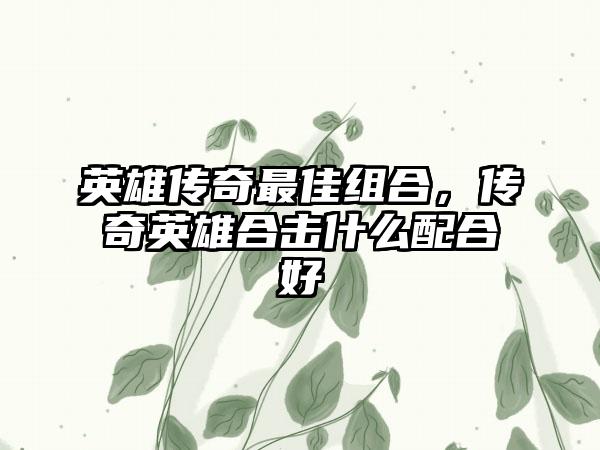 英雄传奇最佳组合，传奇英雄合击什么配合好