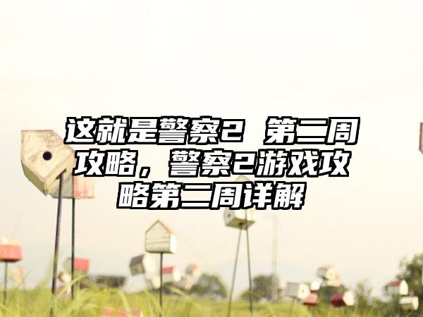 这就是警察2 第二周攻略，警察2游戏攻略第二周详解
