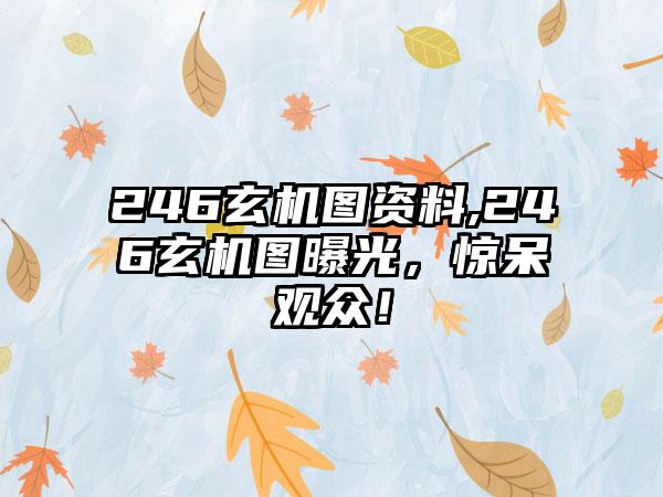 246玄机图资料,246玄机图曝光，惊呆观众！