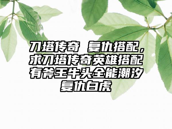 刀塔传奇 复仇搭配，求刀塔传奇英雄搭配有斧王牛头全能潮汐复仇白虎