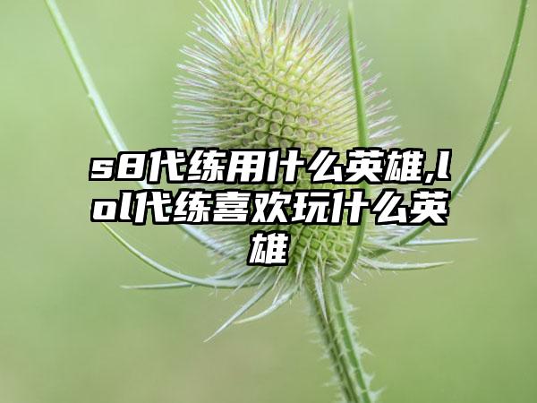 s8代练用什么英雄,lol代练喜欢玩什么英雄