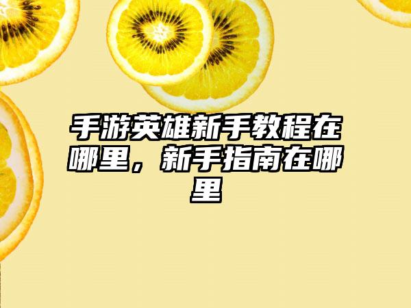 手游英雄新手教程在哪里，新手指南在哪里