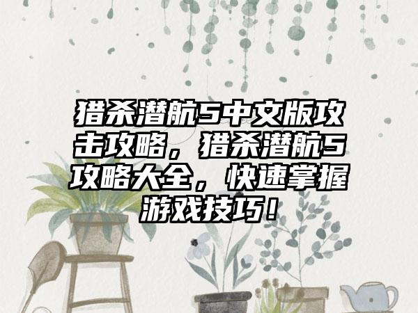 猎杀潜航5中文版攻击攻略，猎杀潜航5攻略大全，快速掌握游戏技巧！