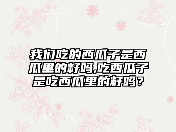 我们吃的西瓜子是西瓜里的籽吗,吃西瓜子是吃西瓜里的籽吗？