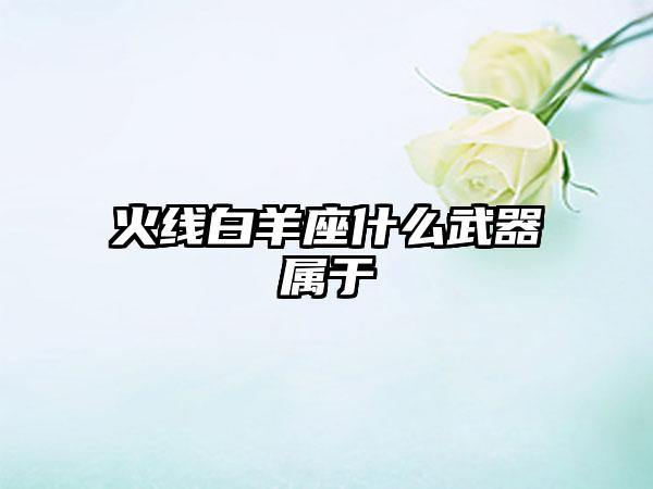 火线白羊座什么武器属于