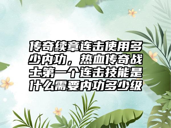 传奇续章连击使用多少内功，热血传奇战士第一个连击技能是什么需要内功多少级