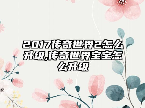 2017传奇世界2怎么升级,传奇世界宝宝怎么升级