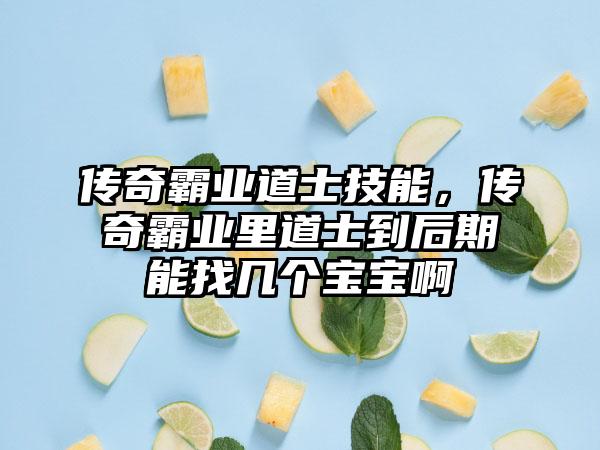 传奇霸业道士技能，传奇霸业里道士到后期能找几个宝宝啊