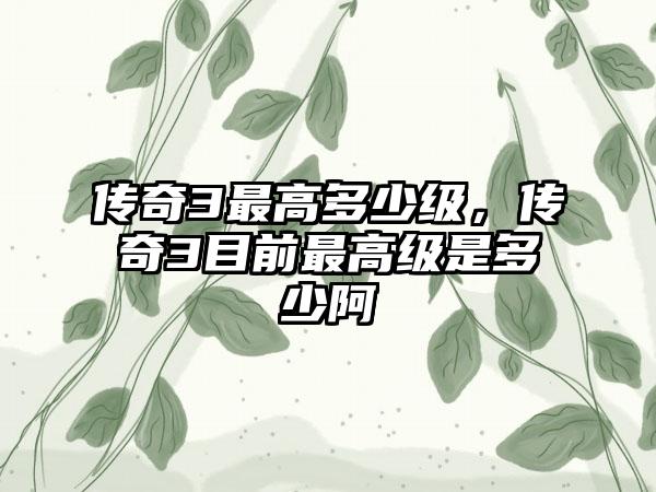 传奇3最高多少级，传奇3目前最高级是多少阿