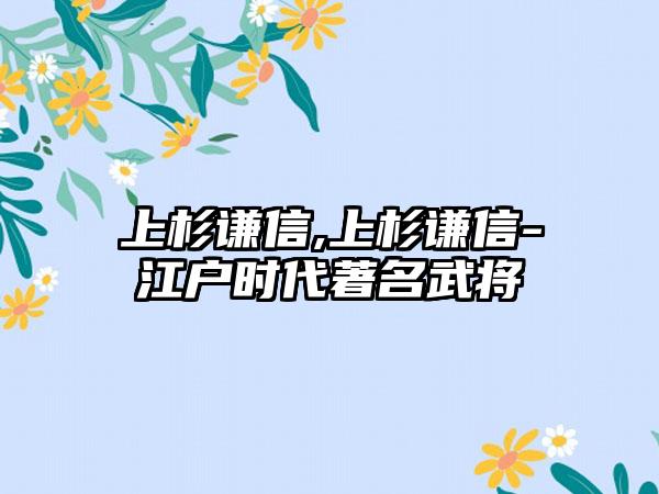 上杉谦信,上杉谦信-江户时代著名武将