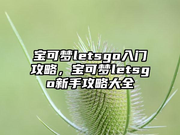 宝可梦letsgo入门攻略，宝可梦letsgo新手攻略大全