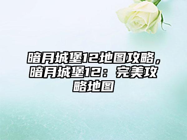 暗月城堡12地图攻略，暗月城堡12：完美攻略地图