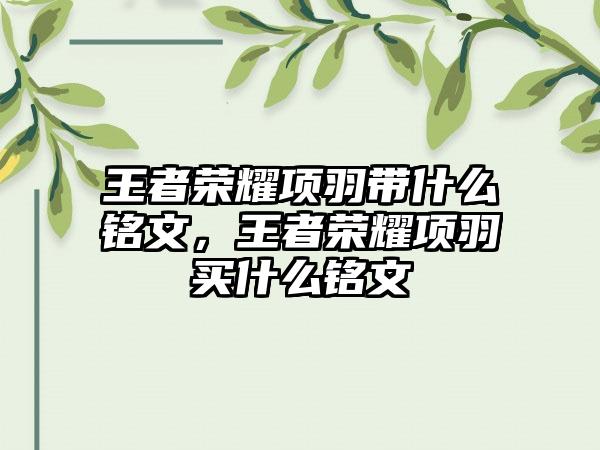 王者荣耀项羽带什么铭文，王者荣耀项羽买什么铭文