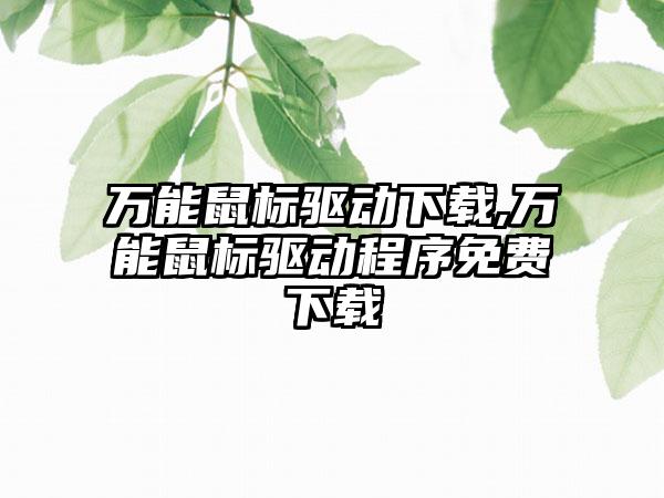 万能鼠标驱动下载,万能鼠标驱动程序免费下载